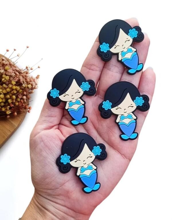 APLIQUE SEREIA EMBORRACHADO AZUL 5CM PARA LAÇOS C/ 2 UND