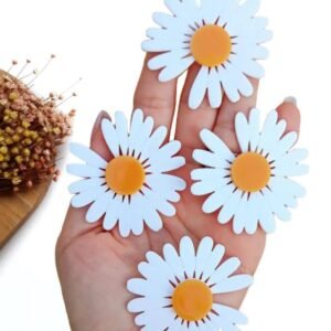 APLIQUE FLOR BEM ME QUER EM ACRÍLICO 5,2 CM BRANCA C/ 2 UND