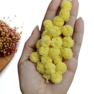 POMPOM DE MALHA AMARELO BEBÉ 1,5CM C/ 10 UND