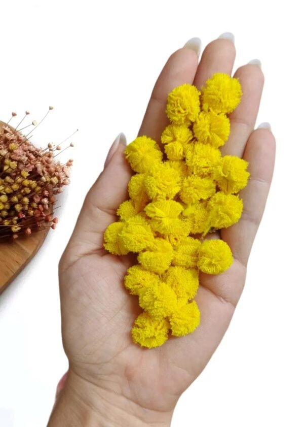 POMPOM DE MALHA AMARELA 1,5CM C/ 10 UND