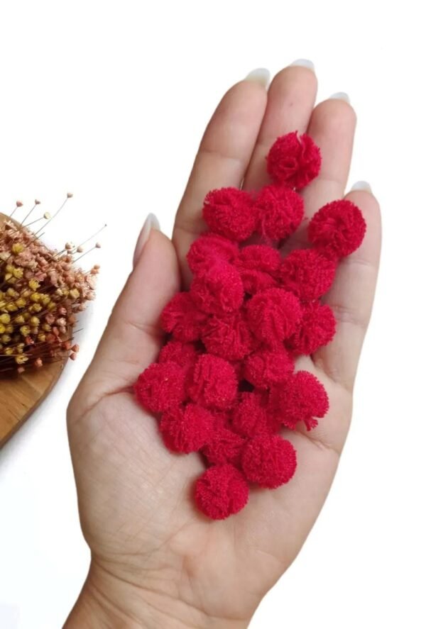POMPOM DE MALHA VERMELHA 1,5CM C/ 10 UND