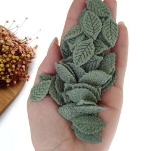 APLIQUE FOLHA VERDE EM TECIDO  2,8CM C/ 10 UND