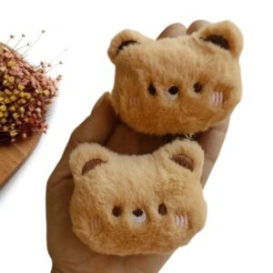 APLIQUE EM PELÚCIA CABEÇA URSINHO COR BEGE 7CM UND