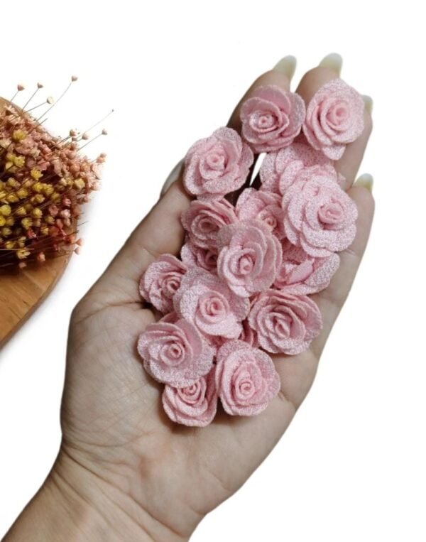 FLOR DE TECIDO POLIÉSTER 3CM ROSA BEBÊ UND