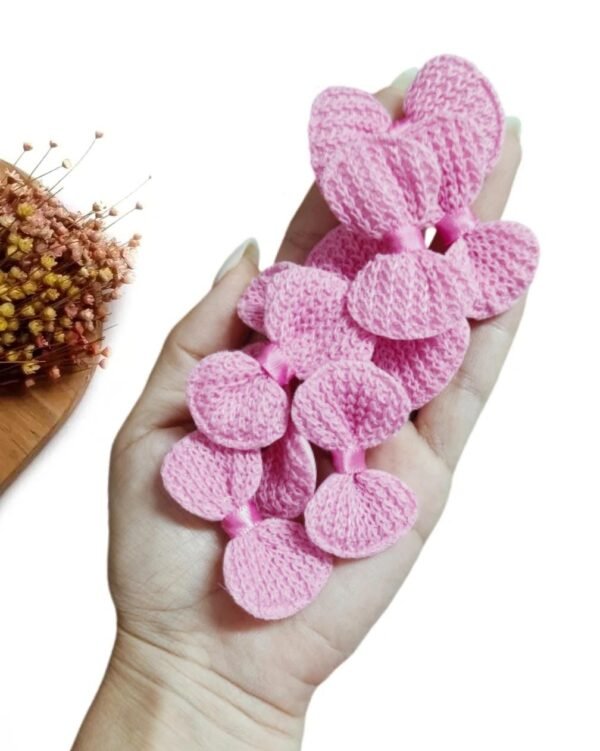 APLIQUE LACINHO EM CROCHÊ 5CM ROSA C/ 4 UND