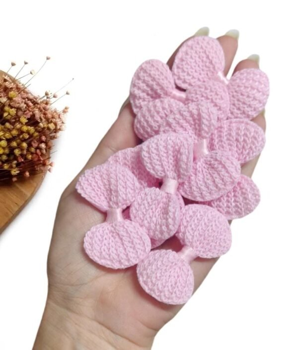 APLIQUE LACINHO EM CROCHÊ 5CM ROSA BEBÊ C/ 4 UND