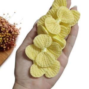 APLIQUE LACINHO EM CROCHÊ 5CM AMARELO C/ 4 UND