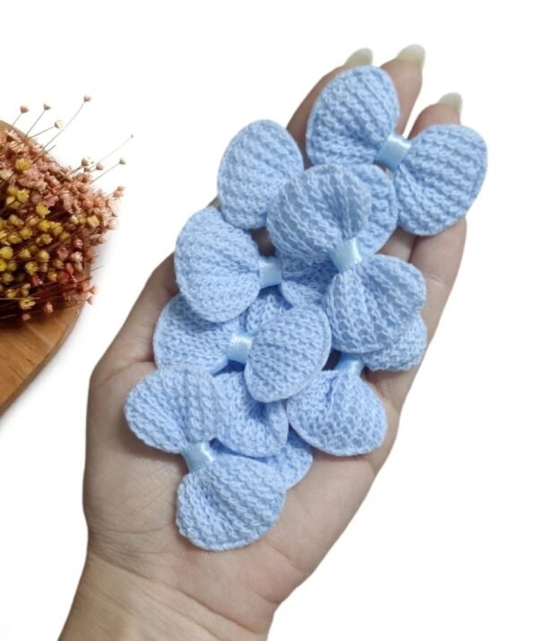 APLIQUE LACINHO EM CROCHÊ 5CM AZUL BEBÊ C/ 4 UND
