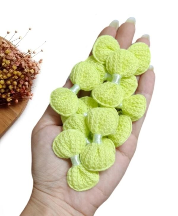 APLIQUE LACINHO EM CROCHÊ 5CM VERDE BEBÊ C/ 4 UND