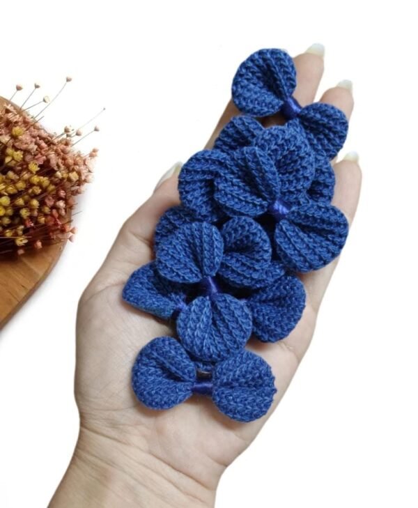APLIQUE LACINHO EM CROCHÊ 5CM AZUL MARINHO C/ 4 UND