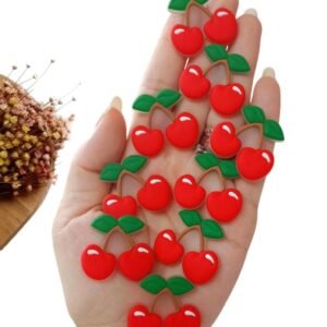 APLIQUE CEREJA VERMELHA EMBORRACHADA 3CM C/ 2 UND