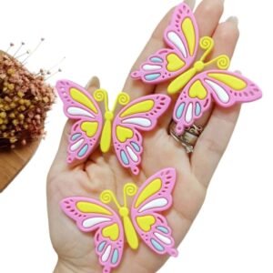 APLIQUE BORBOLETA EMBORRACHADO ROSA 6,5CM UND