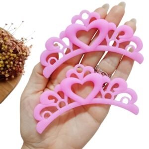 APLIQUE COROA CORAÇÃO GLITTER EMBORRACHADO ROSA 3,5CM UND