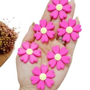 APLIQUE FLOR PESPONTADA EMBORRACHADA 6 PÉTALAS PINK 3,7CM C/ 2 UND