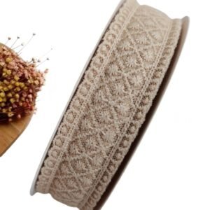 FITA IMPORTADA RENDA BORDADA 38MM DOURADA – METRO