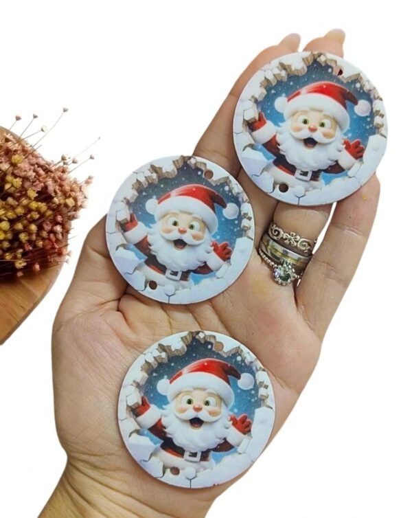 CHAVEIRO REDONDO PAPAI NOEL 5CM COM 2 FUROS UND