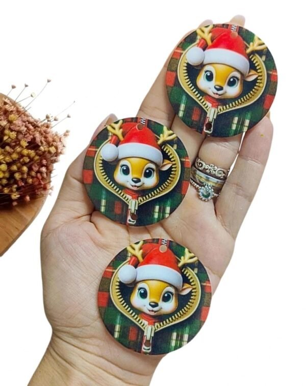 CHAVEIRO REDONDO RENA NOEL 5CM COM 2 FUROS UND