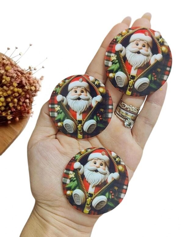 CHAVEIRO REDONDO PAPAI NOEL EM ZÍPER 5CM COM 2 FUROS UND
