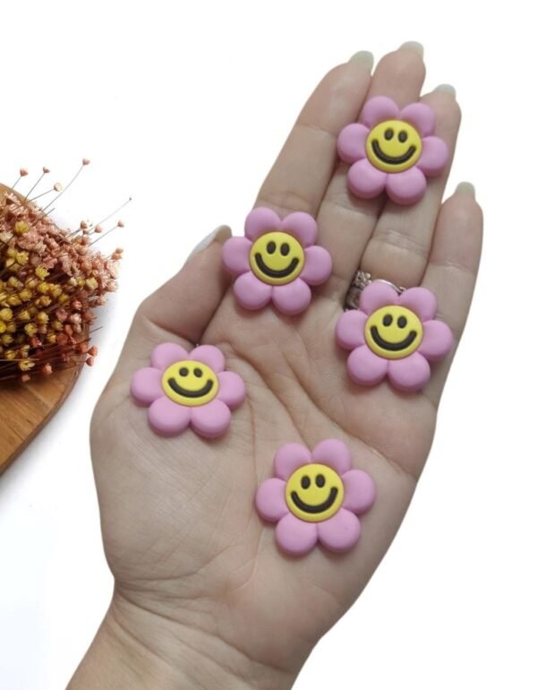 APLIQUE EMBORRACHADO FLOR SMILE ROSA 3 CM C/ 2 UND