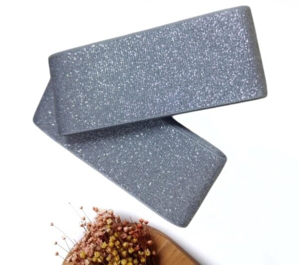 FITA DECORATIVA BRILHANTE 38MM PRATA C/ 2 METROS