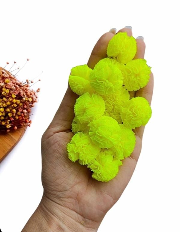 POMPOM DE MALHA AMARELO NEON 2,5 CM C/ 10 UND