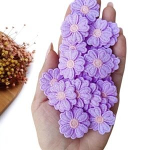 APLIQUE FLOR DUPLA BORDADA LILAS E MIOLO ROSA 3CM C/ 2 UND