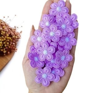 APLIQUE FLOR BORDADA LILAS E MIOLO BRANCO 3CM C/ 2 UND