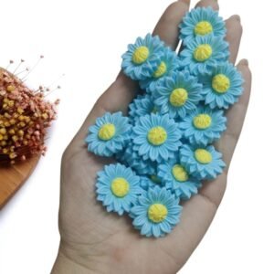 APLIQUE GIRASSOL EM RESINA AZUL 2,5CM C/ 2 UND