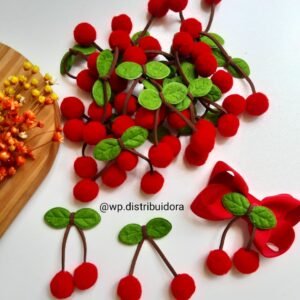 POMPOM CEREJA EM POLIÉSTER 2CM VERMELHA UND