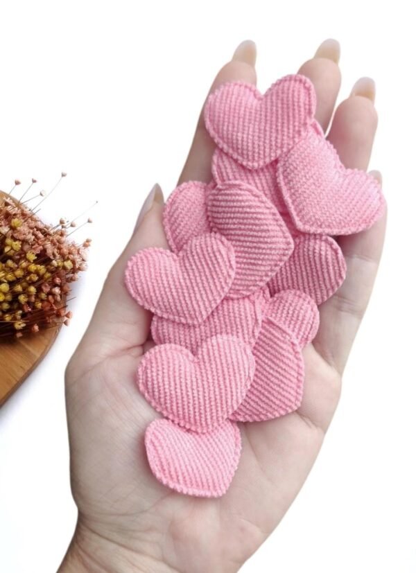 APLIQUE CORAÇÃO COTELÊ ROSA 3,5CM C/ 2 UND