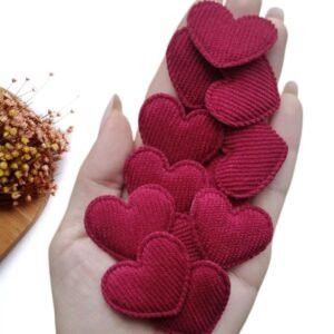 APLIQUE CORAÇÃO COTELÊ VINHO 3,5CM C/ 2 UND