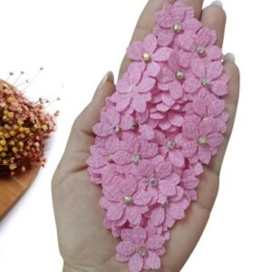 APLIQUE FLOR EM TECIDO LINHO 2,5 CM ROSA PRINCESA C/ 2 UND