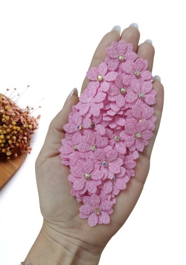 APLIQUE FLOR EM TECIDO LINHO 2,5 CM ROSA PRINCESA C/ 2 UND