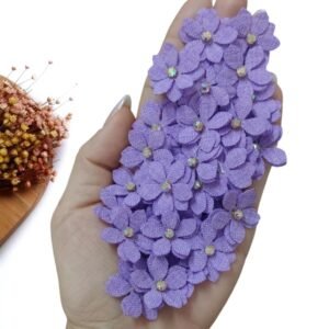APLIQUE FLOR EM TECIDO LINHO 2,5 CM ROXO MÉDIO C/ 2 UND
