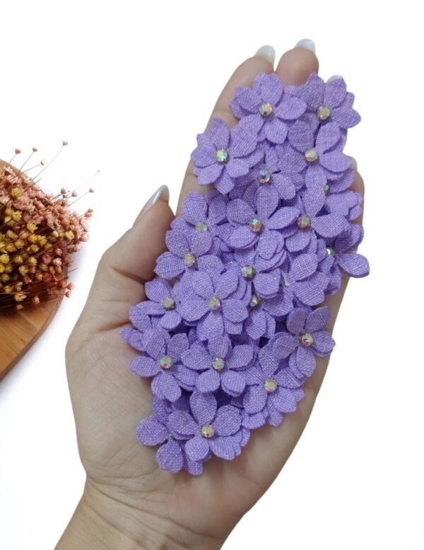 APLIQUE FLOR EM TECIDO LINHO 2,5 CM ROXO MÉDIO C/ 2 UND