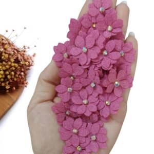 APLIQUE FLOR EM TECIDO LINHO 2,5 CM PINK C/ 2 UND