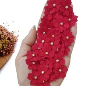 APLIQUE FLOR EM TECIDO LINHO 2,5 CM VERMELHO C/ 2 UND