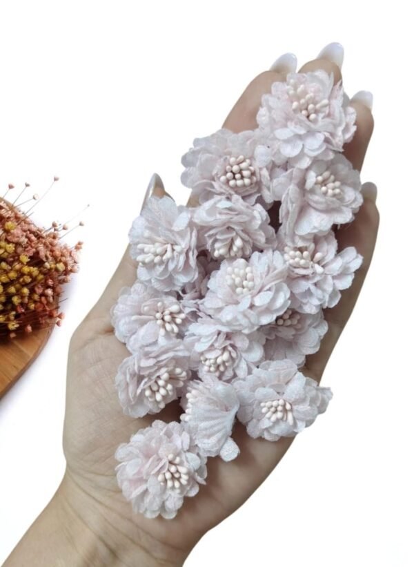 APLIQUE FLOR EM TECIDO RENDADO 3 CM ROSA BEBÊ C/ 2 UND