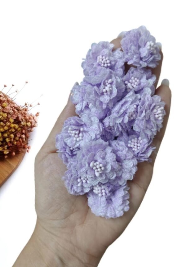 APLIQUE FLOR EM TECIDO RENDADO 3 CM LILAS C/ 2 UND