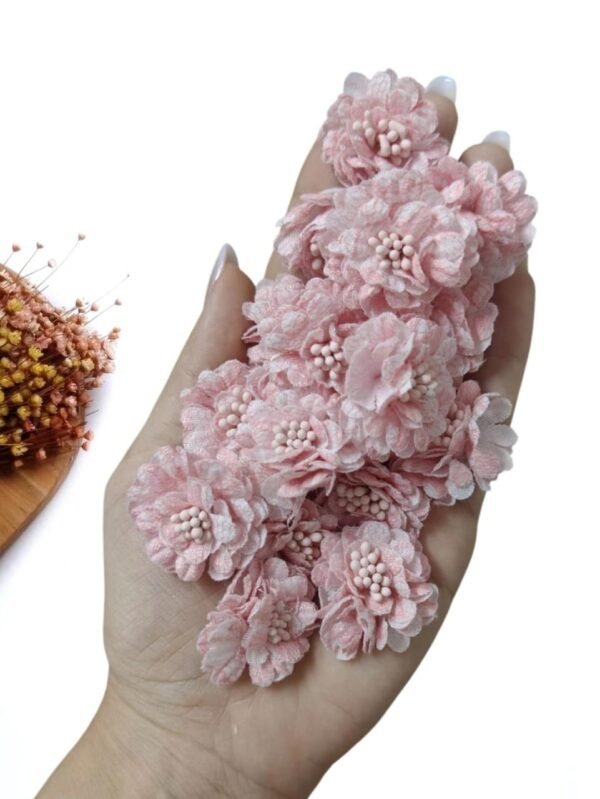 APLIQUE FLOR EM TECIDO RENDADO 3 CM ROSA C/ 2 UND