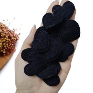 APLIQUE CORAÇÃO COTELÊ PRETO 3,5CM C/ 2 UND