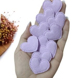 APLIQUE CORAÇÃO COTELÊ LILAS CLARO 3,5CM C/ 2 UND
