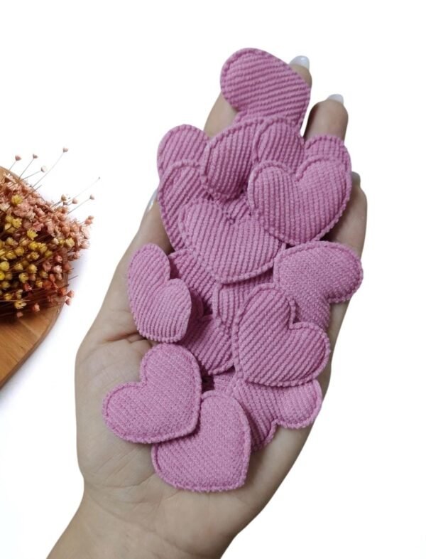 APLIQUE CORAÇÃO COTELÊ ROSA FÚCSIA 3,5CM C/ 2 UND