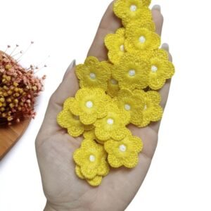 FLOR EM TECIDO BORDADA 2,5CM AMARELO C/ 2 UND