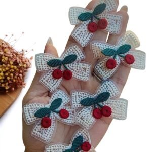APLIQUE LAÇO BORDADO COM CEREJA 4,5 CM C/ 2 UND