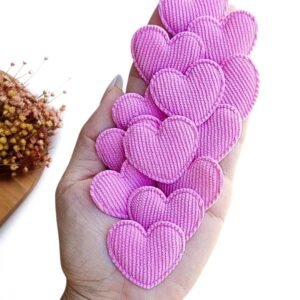 APLIQUE CORAÇÃO COTELÊ ROSA MÉDIO 3,5CM C/ 2 UND