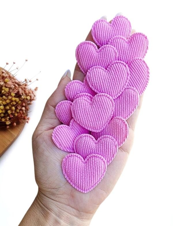 APLIQUE CORAÇÃO COTELÊ ROSA MÉDIO 3,5CM C/ 2 UND