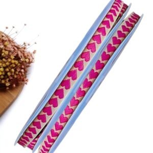FITA IMPORTADA CORAÇÕES BORDADOS 10MM  PINK – METRO