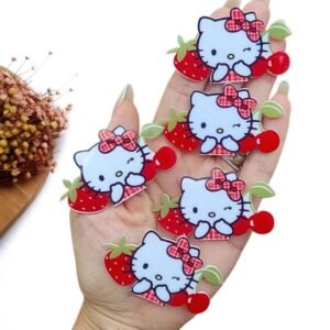 HAIR CLIPS EM ACRÍLICO SUBLIMATICO HELLO KITTY 6 CM UND