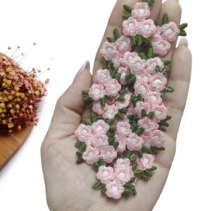 APLIQUE MINI FLOR TRIPLA BORDADA ROSA 2,8 CM C/ 2 UND